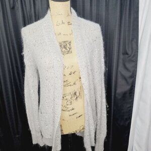 Express Y2K Metallic Glitter Open Front Slouchy Sweater Medium